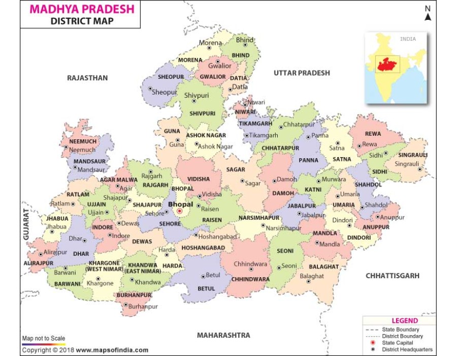 Buy Madhya Pradesh District Map Online